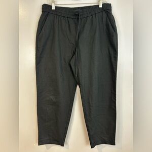 J. Crew Linen/Cotton Black Drawstring Pull On Tapered Ankle Pants Size 12